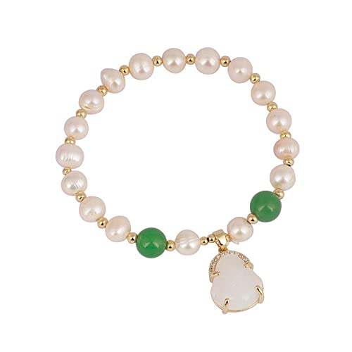 Bracelet bouddha jade et perle d'eau douce cadeau d'anniversaire femme