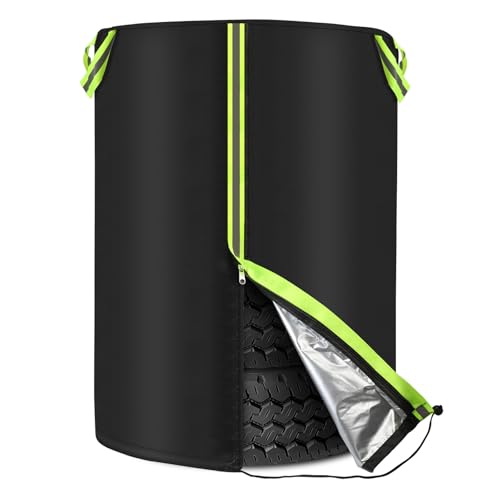 MaxEarn Ø80cm x H117cm Auto Reifentasche, Universale Reifenabdeckung für 4 Reifen, 210D Oxford Reifen Aufbewahrung Tasche mit Reflektierende Streifen, Autoreifen Hülle mit Reißverschluss und Tunnelzug