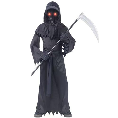 Grim Reaper Costume Outfits Kids Boys Girls Scary Halloween 