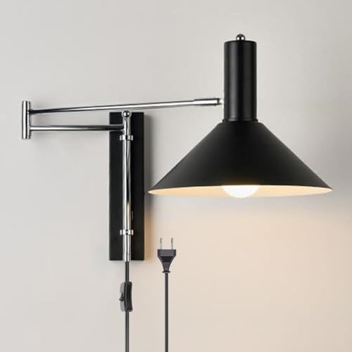 LOGT Applique Mural À Bras Articulé Avec Interrupteur Et Câble Lampe Mural Intérieur Vintage Industriel Éclairage Mural Réglable Long Bras Lampe De...