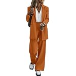 PRETTYGARDEN Women's Fall Two Piece Outfits Dressy Blazer Jacket and Wide Leg Pants Pockets Business Casual Office Suit Sets