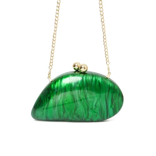 Image of Acrylic Shell Shaped Bag Luxury Marble Clutch Evening Purses for Women Glitter Handbag for Wedding Cocktail Party Prom