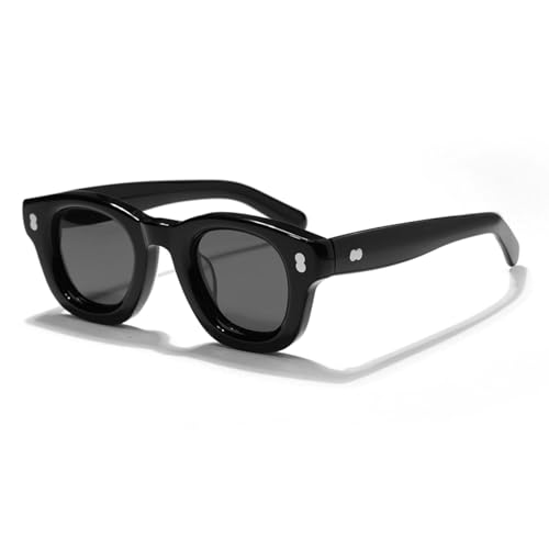 Lunettes de soleil rondes avec protection UV400 totale en acétate noir