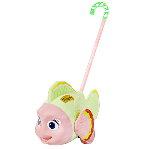 Image of FunBlast Pull Along Fish Toy for Kids - Push & Go Walking Toy, Early Learning Crawling Toys for Toddlers, Colorful Pull Toys for Boys & Girls (Multicolor) (Green)