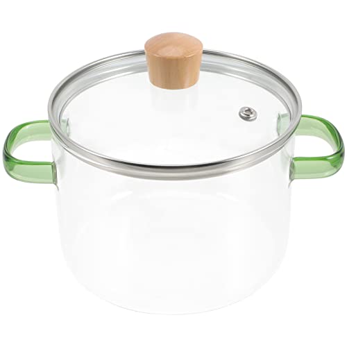 SOIMISS Sopa de sopa de martillo estufa olla de sopa con tapa olla de cocción ligera cabeza juego de ollas cacerola de cristal con tapa bandeja de cocción de vidrio de madera Verde claro