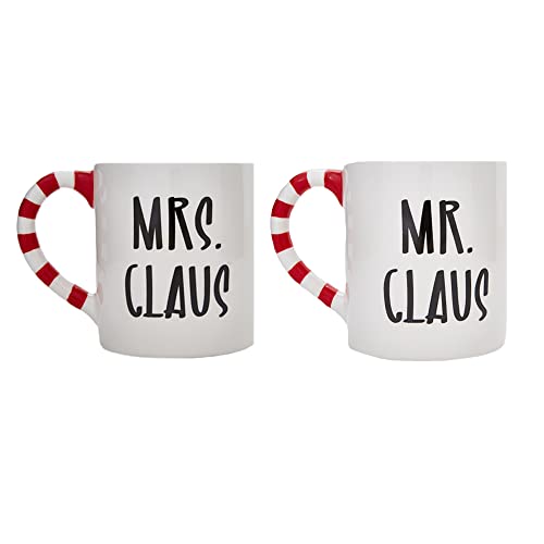 RALME Mr and Mrs Claus Christmas Mugs Set of Two - 16 oz. Large Ceramic Santa Mugs