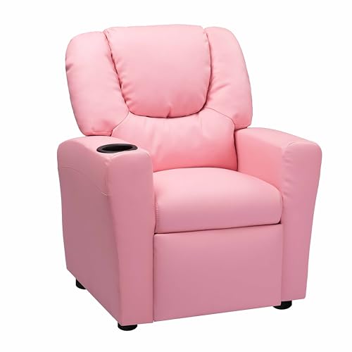 Naomi Home Suri Kids Recliner Chair for Toddlers Ages 3-5 Pink PVC