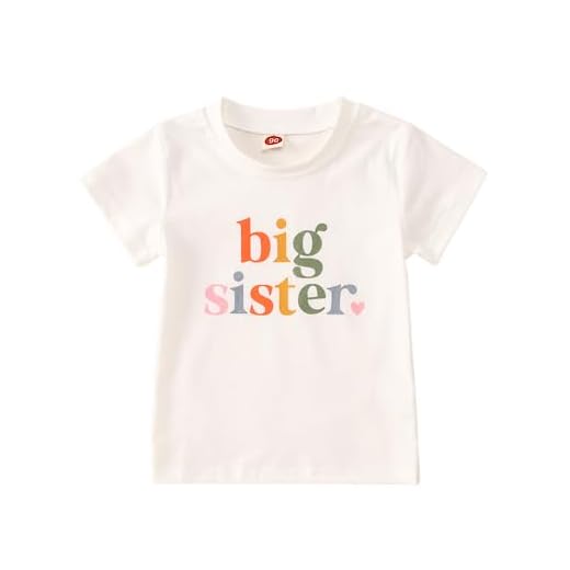 IZYJOY Big Sister Shirt Toddler Baby Girl Announcement Tshirt Sibling Reveal Summer Outfits Top Short Sleeve Cute Tee(White,2-3T)