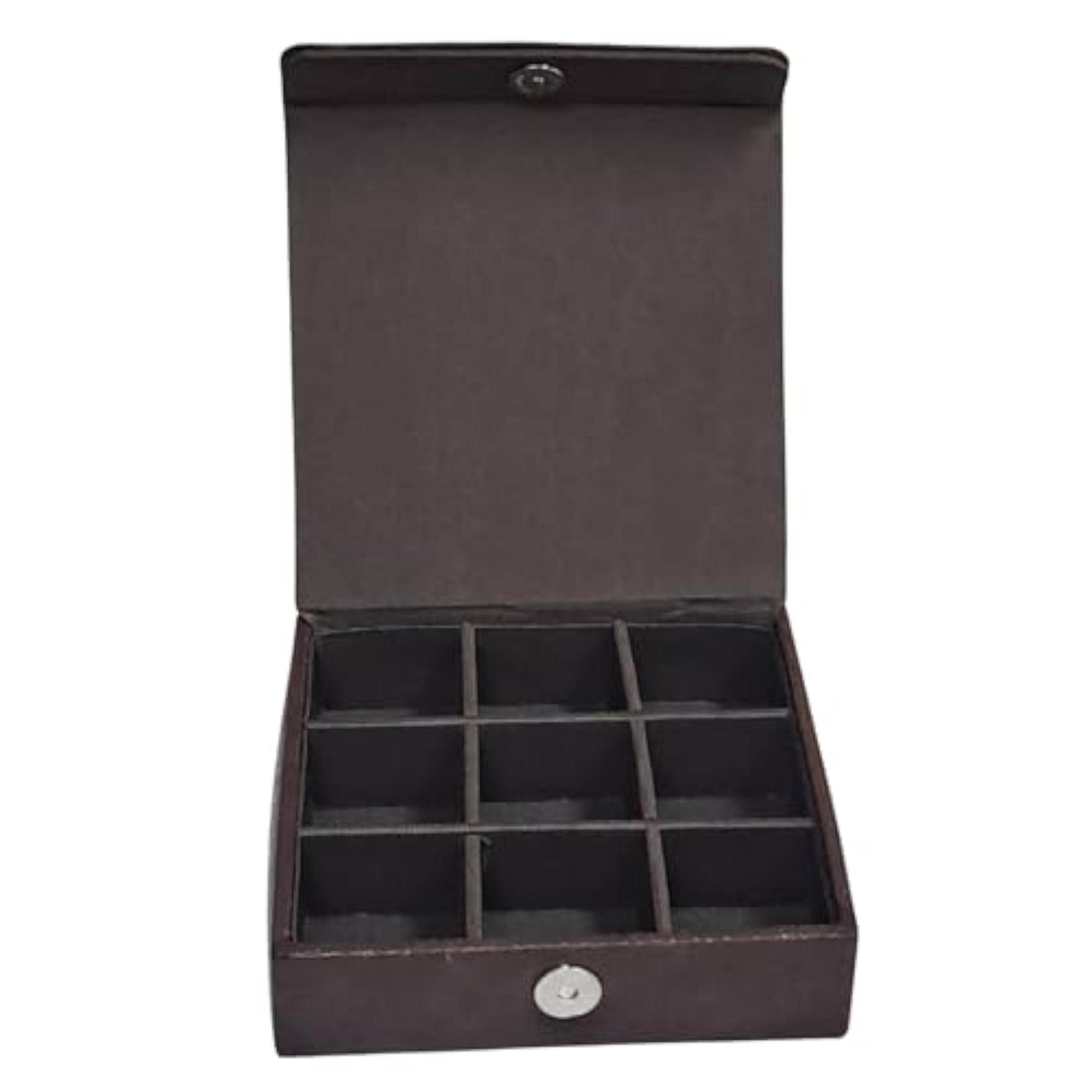Faux Leather 9 Compartment Jewelry Storage Box