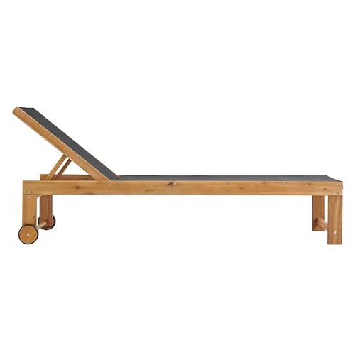 74" Outdoor Acacia Wood Reclining Lounge Chair With Mesh Seating Weather-Resistant & Rips-Proof Luxurious Comfort 5 Angles Backrest Patio/Pool Use #TOP3