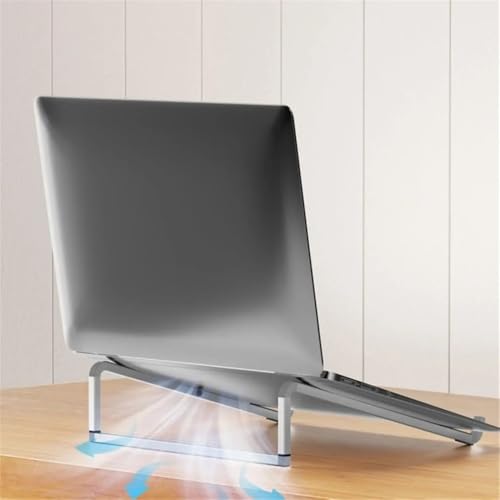 Soporte para portátil de escritorio elevador y plegable de aluminio plateado 7