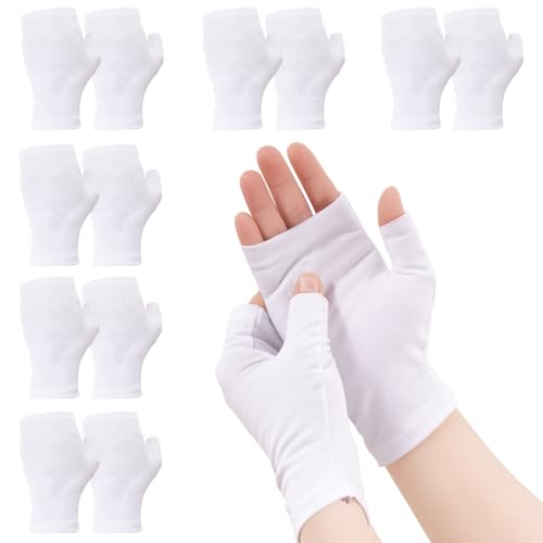 6 Paia Guanti Senza Dita Per Eczema, Morbido E Traspirante Guanti Cotone Dermatologici, Guanti Cotone Bianchi Adatto Per L'Eczema, Idratante