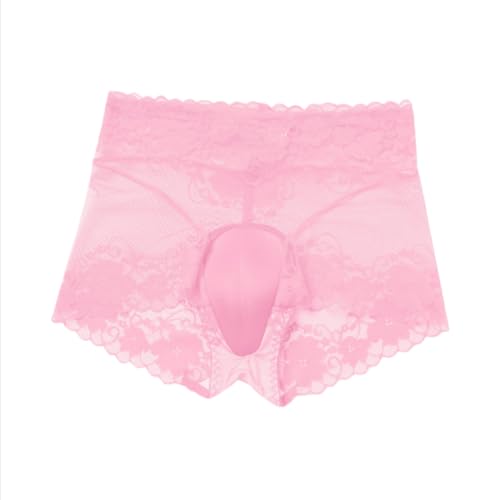 ABAFIP Men's Sissy Lace Panties Sheer Floral Lace Mesh Ruffle High Waist Sheer Briefs Underwear