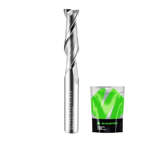 Spiral Upcut Router Bit 1/4 Inch Shank 1/4 Inch Cutting Dia. 1'' CL. Extra Long 2-1/4'' OVL. Solid Carbide Up Cut 1/4 CNC Router Bits, Ideal for Wood Inlay, Plunge Plastic