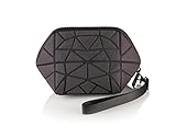 Pryzm Makeup Bag for Women - Cosmetic Pouch with Wristlet - Toiletry Organizer Purse - Luminous, Glow in the Dark, Reflective, Geometric & Holographic design