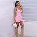 Women's Spaghetti Strap Bodycon Pink Mini Dress Sexy Sweetheart Neckline Club Party Night Short Dresses for Birthday Going Out Pink XS