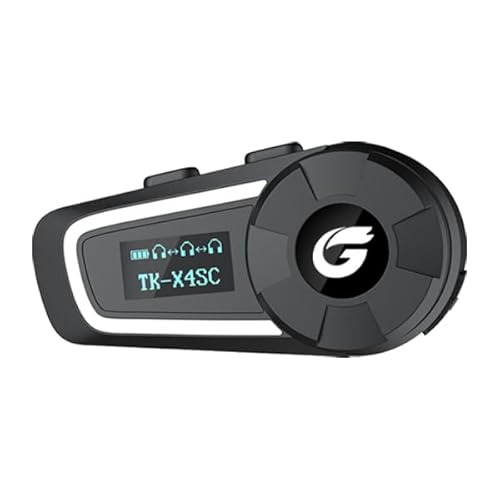 Zhongreat Motorcycle Intercom TK-X4SC, 6-Way Helmet Bluetooth Headset,Noise Cancellation Motorbike Headset with 4 Functional Modes,Music Sharing,FM Radio,AI Voice Assistant,IP67 Waterproof,1 Pack