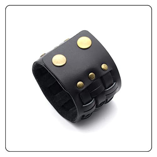 Image of Punk Rock Snap Bracelet Braided Wide Leather Wristband Arm Cuff Bracelet