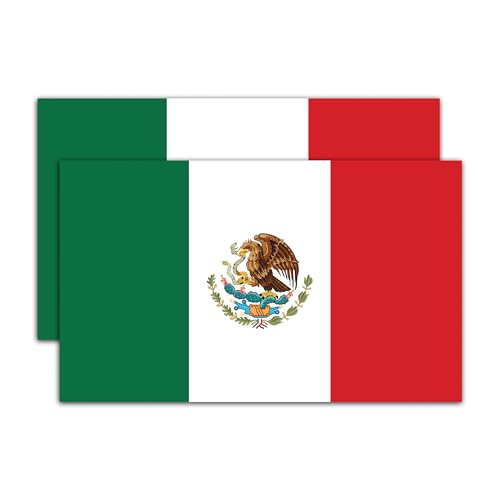 Mexico Flag Stickers 3x5 2 Pack Mexican Flag Vinyl Decals for Car Truck Cooler Hard Hat Toolbox Waterproof UV & Weather Resistant