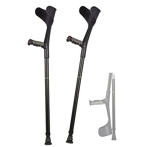 Muletas de antebrazo de 2 unidades, altura ajustable, muleta de codo plegable liviana con mango ergonómico, muletas de aluminio para caminar para personas mayores y adultos (soporta hasta 10