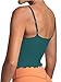 Sunzel Tank Top for Women, V Neck Cropped Seamless Ribbed Camisole with Ruffles for Workout Yoga Lounge (Black&Teal XS-S)