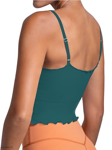 Image of Sunzel Tank Top for Women, V Neck Seamless Ribbed Crop Camisole with Ruffles