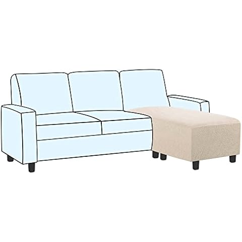 H.VERSAILTEX Ottoman Slipcovers Rectangle Footrest Footstool Protector Covers Stretch Fabric Storage Ottoman Covers, High Spandex Slipcover Machine Washable(Ottoman XX-Large, Natural) Cover