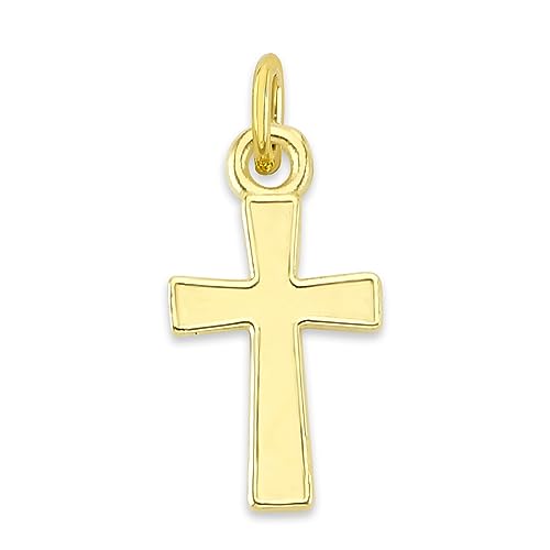 Solid 10k Gold Cross Microcharm, Mini Tiny Charm Religious Symbol with Clasp