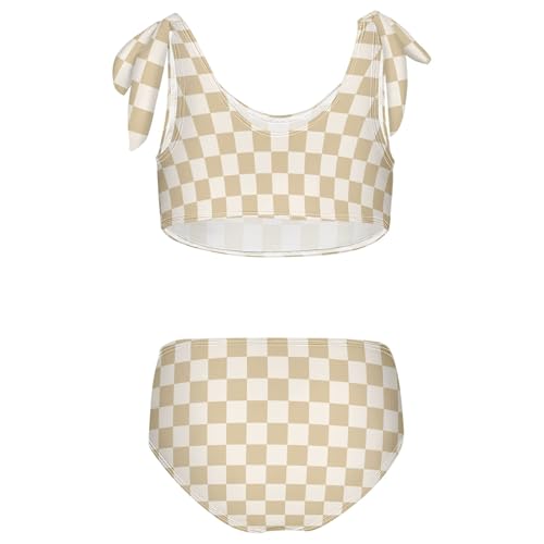 Image of Girls Tankini Swimsuit Bathing Suit Two Piece Bikini Summer Beach Swimwear with Adjustable Strap 3-12 Years Solid Color