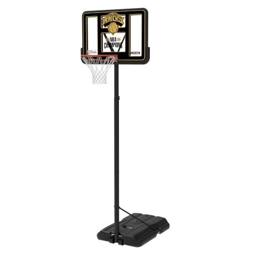 Image of Lifetime NBA New York Knicks Championship Edition Portable Basketball Hoop, Adjustable Height 7.5-10 Ft, 44 Inch Shatterproof Fusion Backboard, Base with Wheels