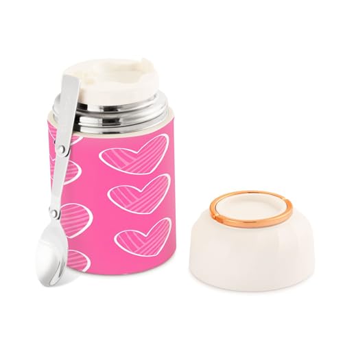 Termo para comida de 500ml con diseño de corazones, ideal para llevar tu almuerzo caliente 2