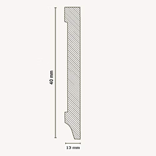 PROVISTON - Battiscopa in MDF, 13 x 40 x 2500 mm, nucleo in MDF laminato, bianco, per incollare, viti e chiodi, 25 m, 10 pezzi