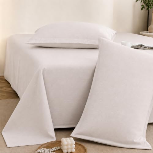 Image of Cortina Cloud Cotton King Size Bedsheet with 2 Pillow Covers | Super Soft, Breathable & Skin-Friendly Bedsheet for Double Bed King Size with Solid Design | (270x250 cm) (Cream, King)