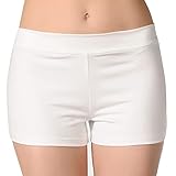 ALLNOWA Girl's Women's Boy Cut Low Rise Spandex Active Dance Shorts Yoga Workout Fitness (Medium, White)