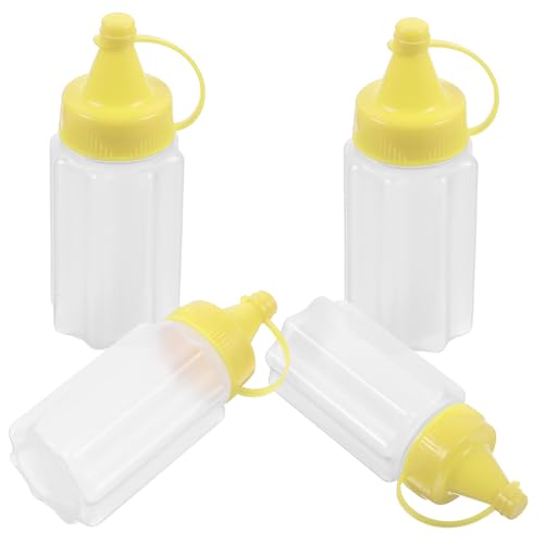 COLLBATH 4 Piezas Botellas Exprimibles para Cocina Dispensador Controlado para Salsas y Condimentos Reutilizables y Transparentes para Aceite Vinagre y Aderezos