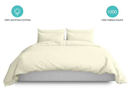 Five Elements 1000 Thread Count 100% Egyptian Cotton Bed Sheets, 4-Pc Queen Ivory Sheet Set, Sateen Weave, Single Ply Long-Staple Yarns, Luxury Collection, Fits Mattress Upto 16” Deep Pocket #TOP1