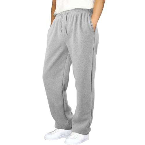 Mens Sweatpants Straight Leg Pants Casual Drawstring Waist Fleece Joggers Lounge Trousers with Pocket 20252