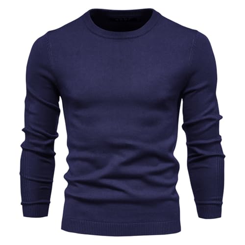 Men's Slim-fit Crew Neck Sweater, Stylish Lightweight Knit, Classic Ribbed Cuffs, Casual and Elegant Sweater