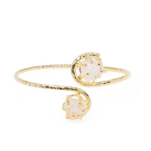 Elegants Two Stones Bracelet 10-15 mm Natural Druzy Bracelet Prong Set Gold Bracelet,Friendship & Protection Bracelet