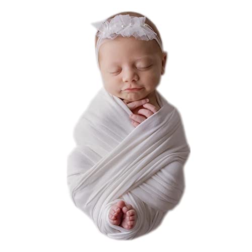 Coberllus Newborn Baby Photo Props Blanket Stretch Without Wrinkle Wrap Swaddle For Boys Girls Photography Shoot (White) #TOP15
