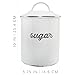 AuldHome Design Enamelware White Sugar Canister; Rustic Distressed Style Staples Storage for Kitchen