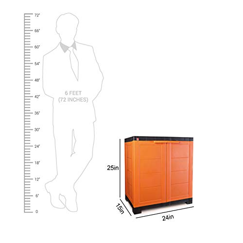 Cello Novelty Compact Plastic 2 Door Cupboard with Shelf(Orange and Brown)