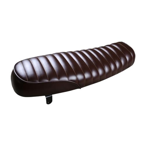 Cojín de asiento para motocicleta vintage con sillín plano de cuero marrón de 64cm