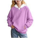Kapuzenpullover Mädchen Dünn Pullover mit Kapuze Kinder Oversized Hoodie Langarm Baumwolle Sweatshirt mit Taschen Sport Oberteile Lässig Kapuzenpulli Langarmshirt Basic Sweatshirts Kinder 2-15 Jahre