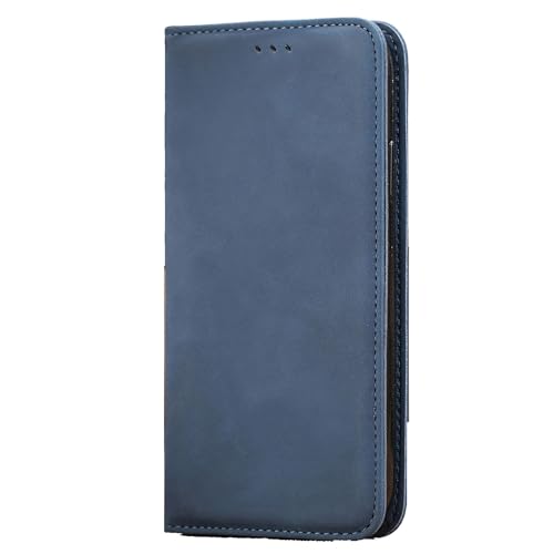Coque iPhone 16 en cuir bleu avec fente carte et protection rabat intégrée