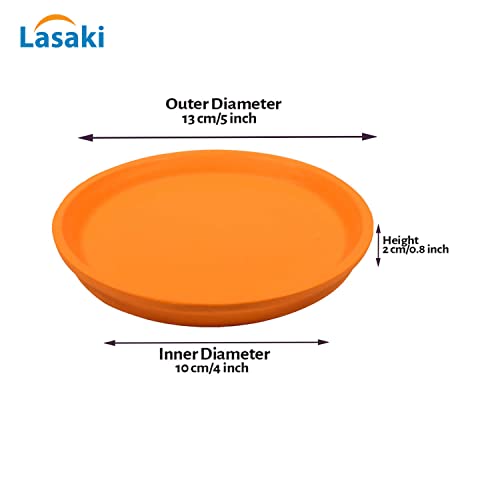 Image of Lasaki Round Ceramic Trays (Plates Saucers) for Pots, planters, Flower, Succulent(Set of 2,Lily,4 inch) R4(Plants not Included)