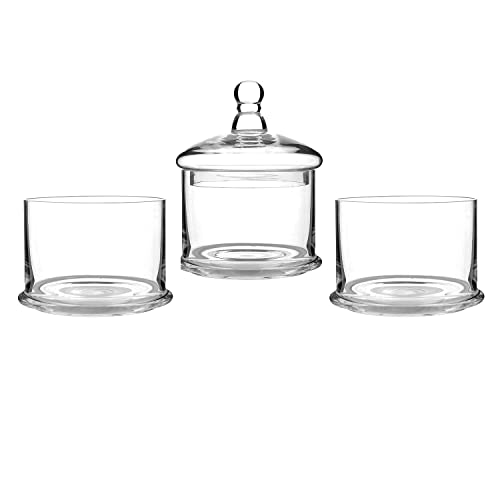 Mygift Modern 3 Tier Clear Glass Stacking Apothecary Jars With Lid, Round Glass Display Candy And Cookie Containers, 16 Inch Tall #TOP5
