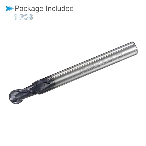 Image of Ball Nose End Mill, 2.5mm Radius 5mm Shank 50mm Length, AlTiN Coated P05 Carbide 2 Flutes Milling Cutter CNC Router Bit - (Applications: for Stainless Steel Hardened Steel)