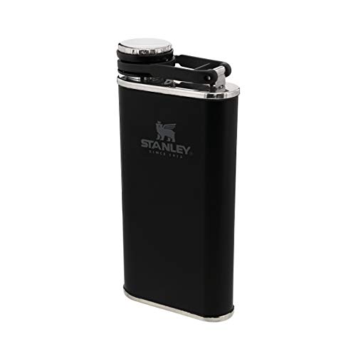 Stanley Classic Wide Mouth Flask 0.23L / 8OZ Matte Black with Never-Lose Cap – Petaca de Acero Inoxidable de Boca Ancha…