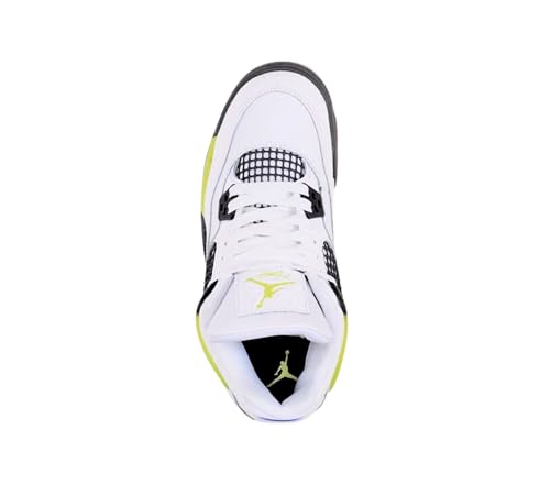 Nike Air Jordan 4 Retro (PS) Big Kid Shoes, White/LT-Lemon Twist (HJ5990-100). - Image 6
